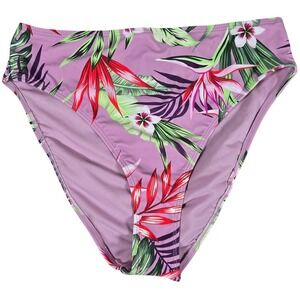 Salt + Cove High-Waist‎ Floral Swim Bottom in Tropicali Dusty Violet L